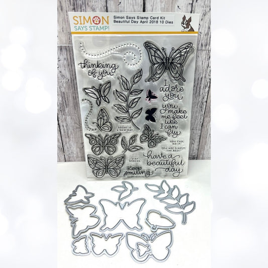 Simon Says Stamp BEAUTIFUL DAY Butterfly Butterflies 6x8 Rubber Stamps Dies