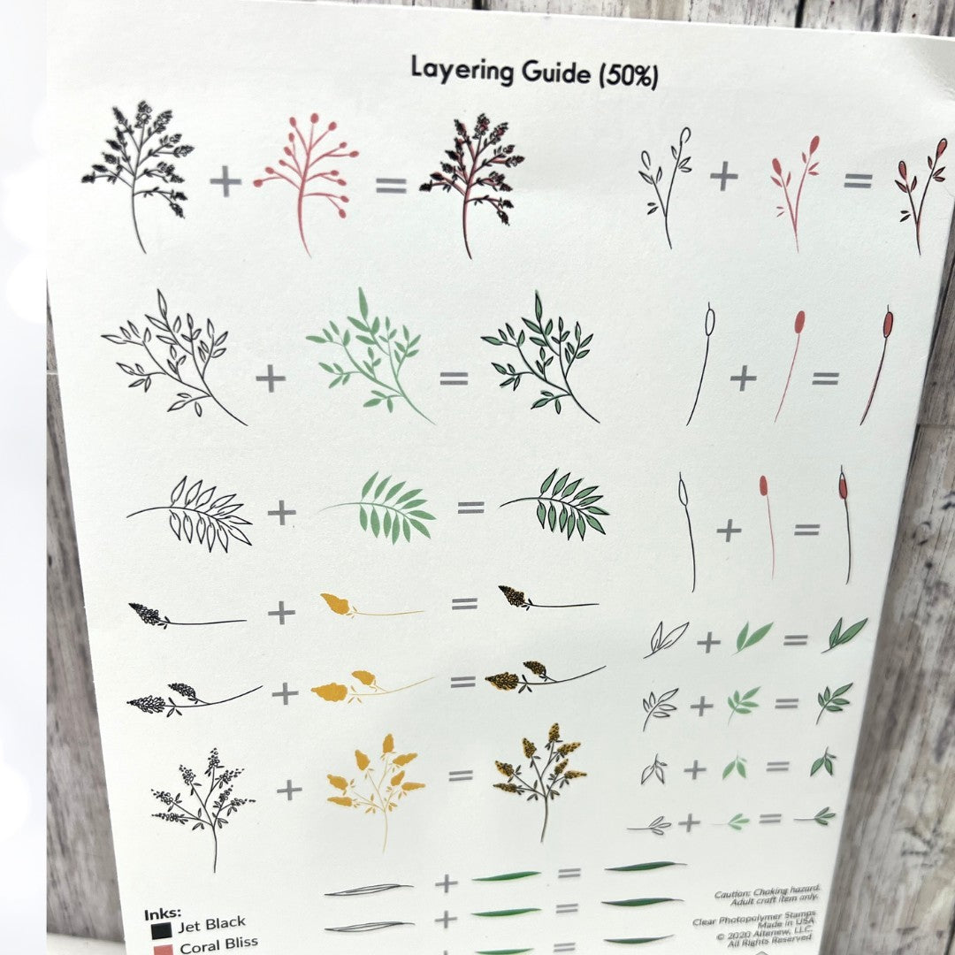 Altenew WILDFLOWER DOODLES Flowers 6x8 Rubber Stamps Dies