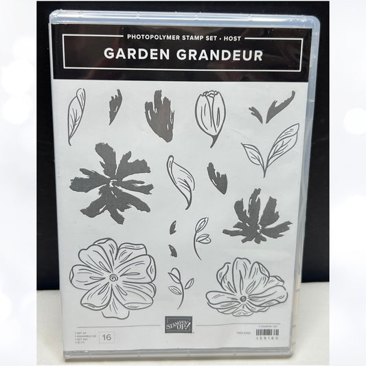 Stampin Up GARDEN GRANDEUR Flowers Floral Rubber Stamps