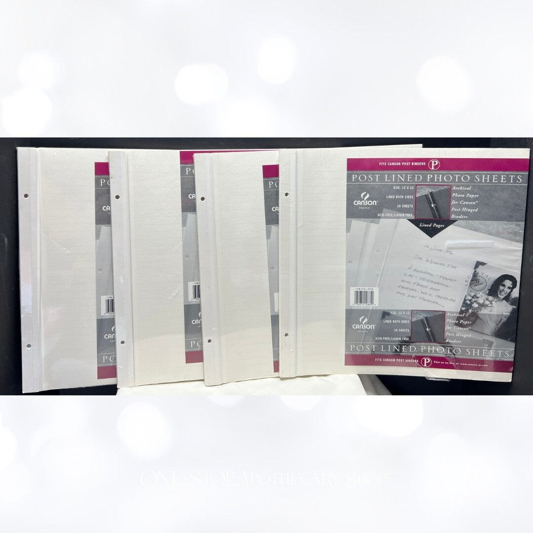 Canson 12X12 WHITE PHOTOS SHEETS Post Lined Scrapbook Album Refills Lot of 4