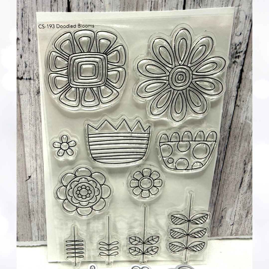 My Favorite Things DOODLED BLOOMS Flowers Floral Mixed Media Rubber Stamps Dies