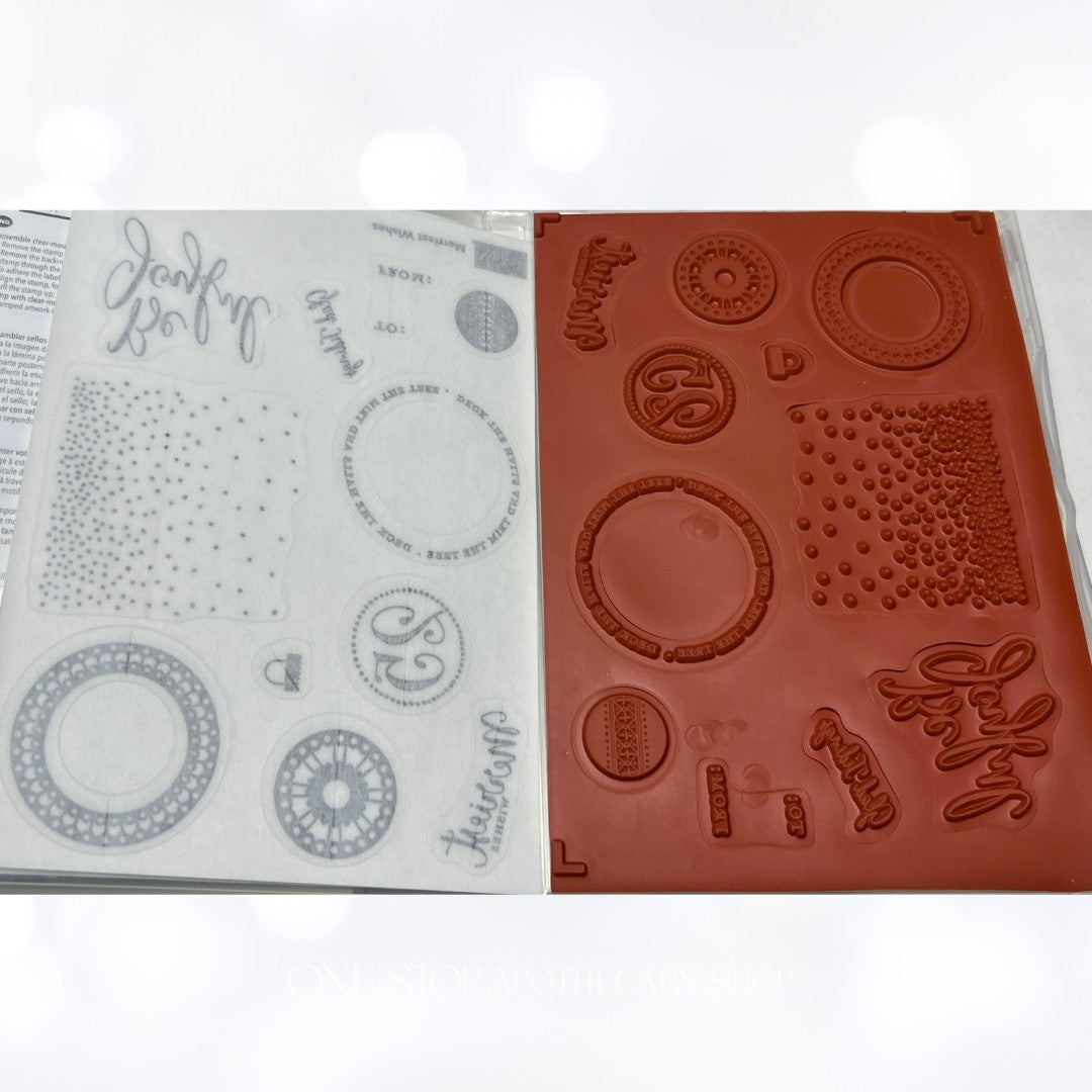 Stampin Up MERRIEST WISHES Merry Tags Christmas Gift Rubber Stamps Dies