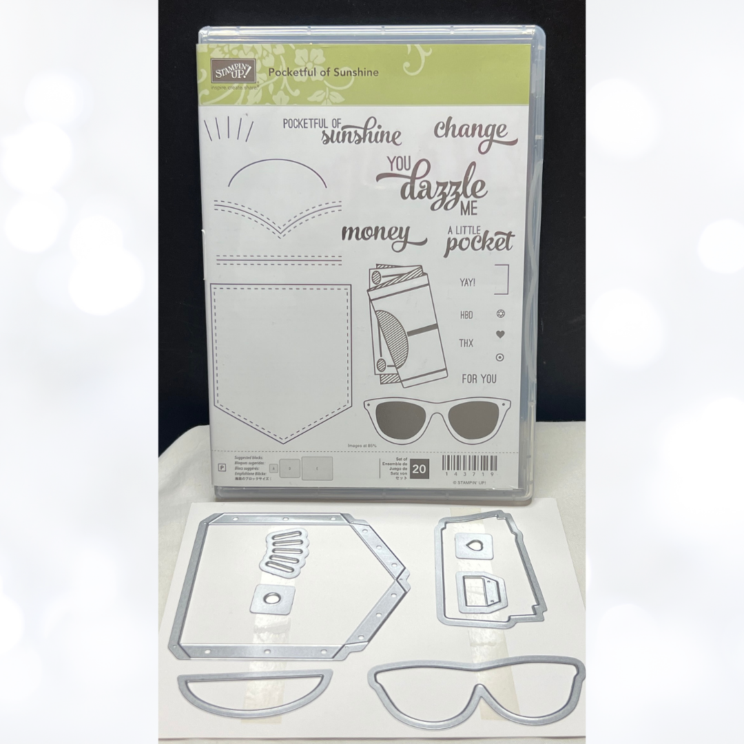 Stampin Up POCKETFUL OF SUNSHINE Pocket Summer Rubber Stamps Dies