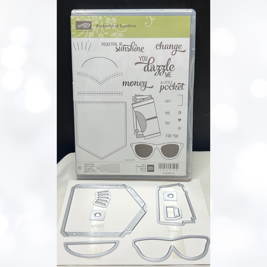 Stampin Up POCKETFUL OF SUNSHINE Pocket Summer Rubber Stamps Dies