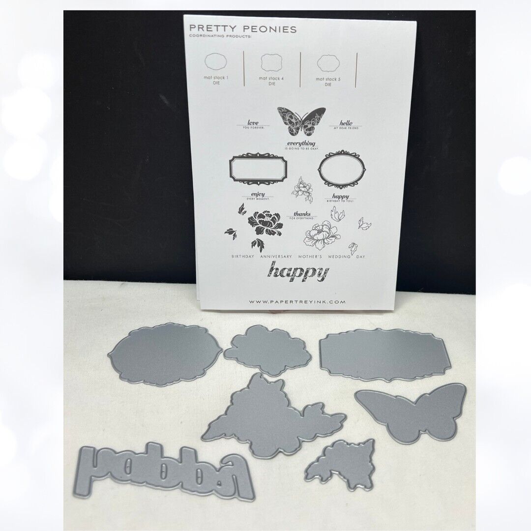 Papertrey Ink PRETTY PEONIES Peony Flowers Rubber Stamps Dies
