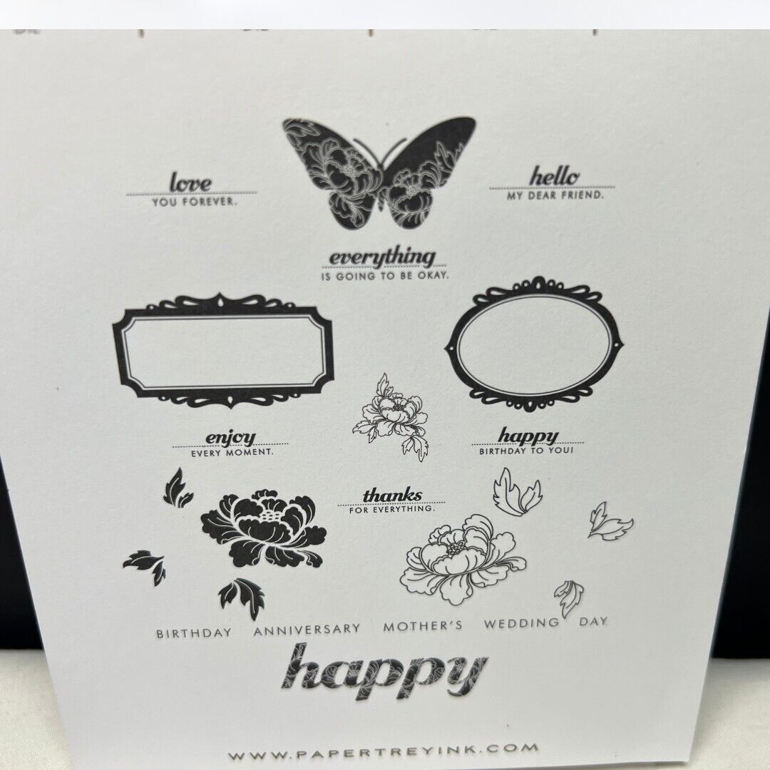 Papertrey Ink PRETTY PEONIES Peony Flowers Rubber Stamps Dies