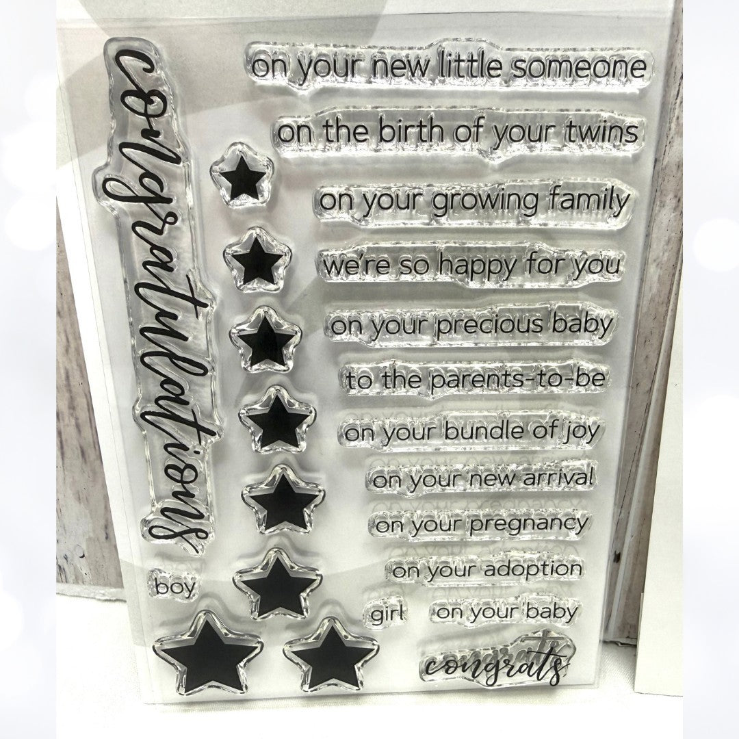 Altenew BUNDLE OF JOY Baby Boy Girl Shower Sentiments Rubber Stamps Dies