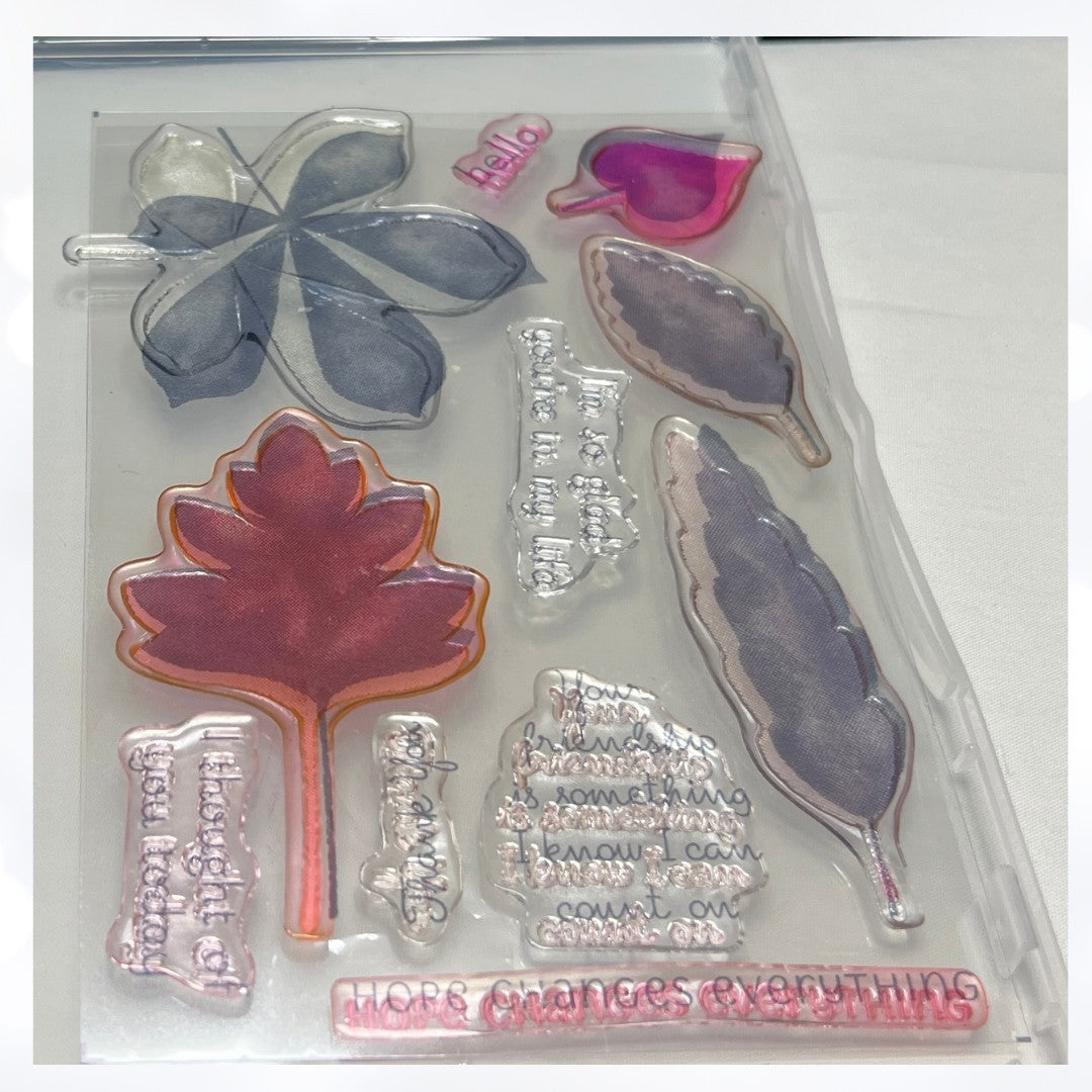 Stampin Up LOVE OF LEAVES Stitched Fall Autumn Leaf Rubber Stamps Dies