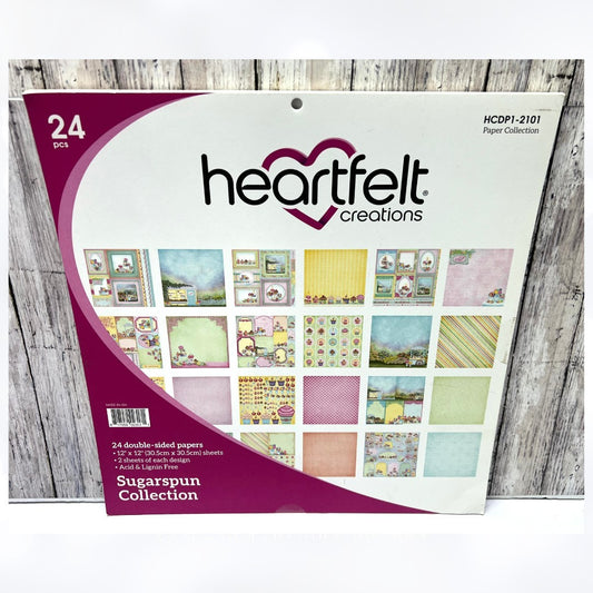 Heartfelt Creations SUGARSPUN Collection 12x12 Cardstock Paper 24 Sheets Rare