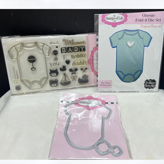 The Stamps Of Life BABY CLOTHES Shower Boy Girls Rubber Stamps Fold It Dies