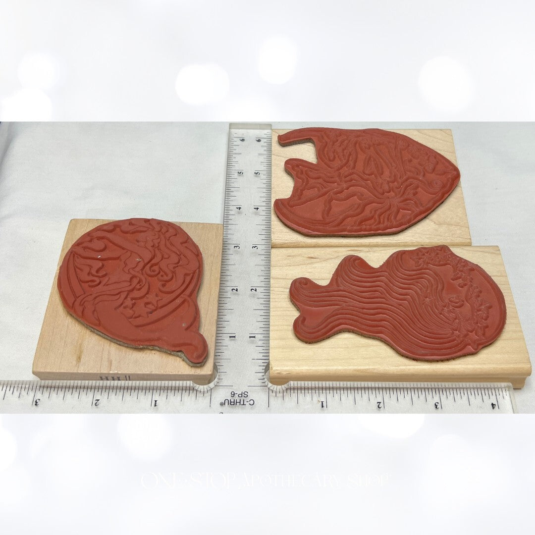 MERMAID Celestial Woman Fish Mixed Media Rubber Stamps Lot of 3