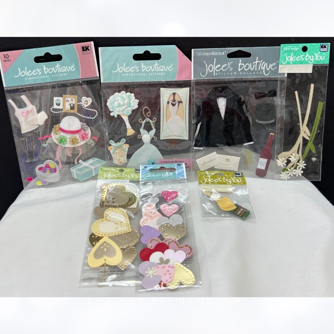 Jolees Boutique WEDDING Bride Groom Scrapbook Craft Stickers Lot of 15