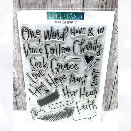 Condcord & 9th LOVE & FAITH Bible Journaling Religious 6x8 Rubber Stamps