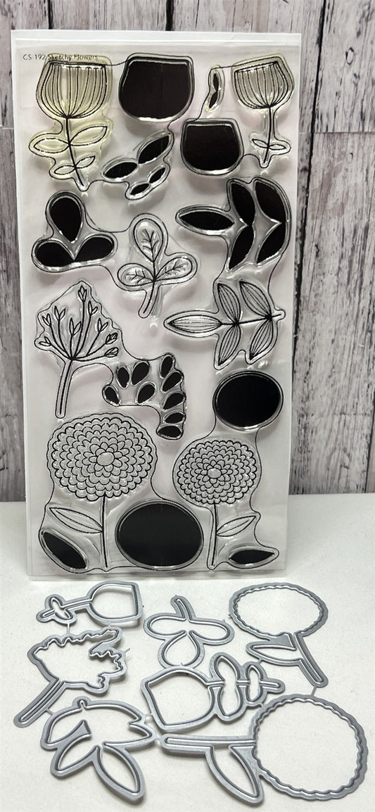 My Favorite Things SKETCHY FLOWERS Mixed Media Rubber Stamps Dies