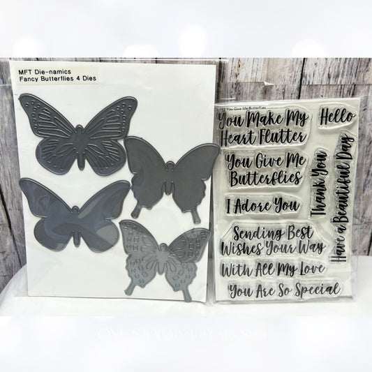 My Favorite Things YOU GIVE ME BUTTERFLIES Fancy Butterfly Dies Rubber Stamps