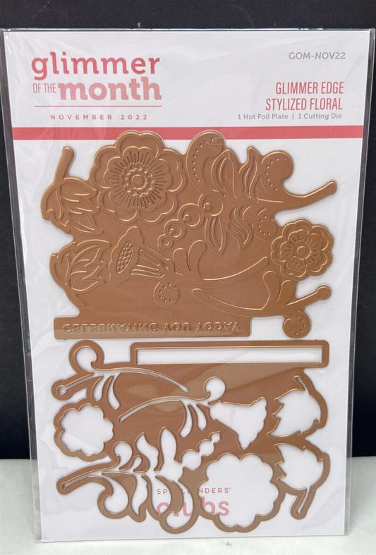 Spellbinders GLIMMER OF THE MONTH Stylized Floral Flowers Foil Foiling Nov 2022