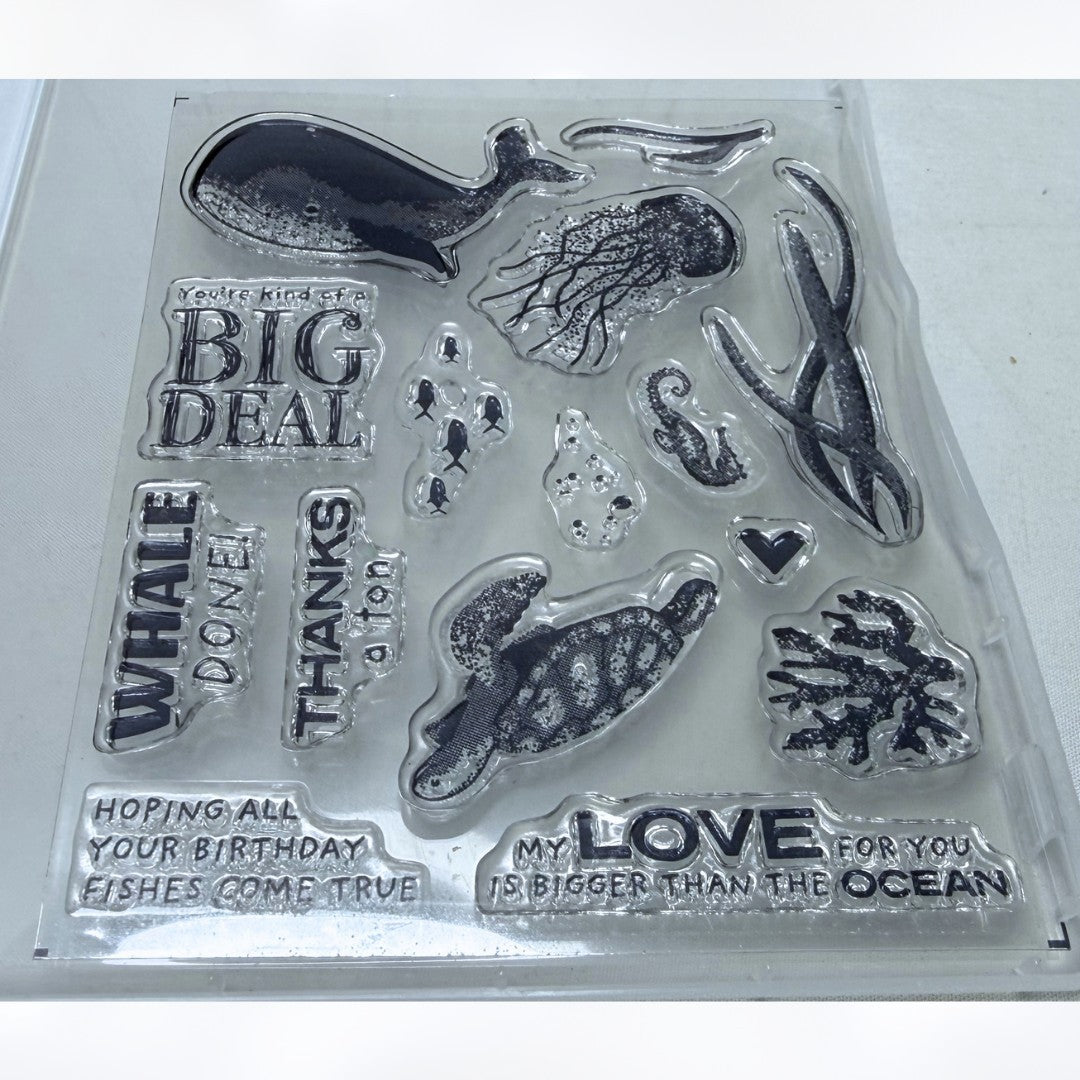 Stampin Up WHALE DONE Sea Turtle Ocean Builder Rubber Stamps Punch