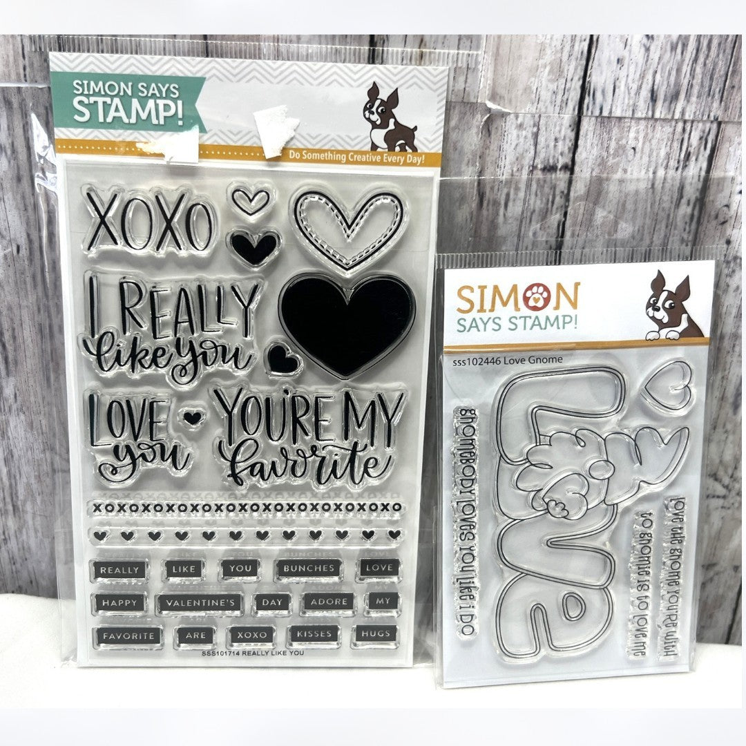 Simon Says Stamp LOVE GNOME Really Like You Valentines Day Rubber Stamps