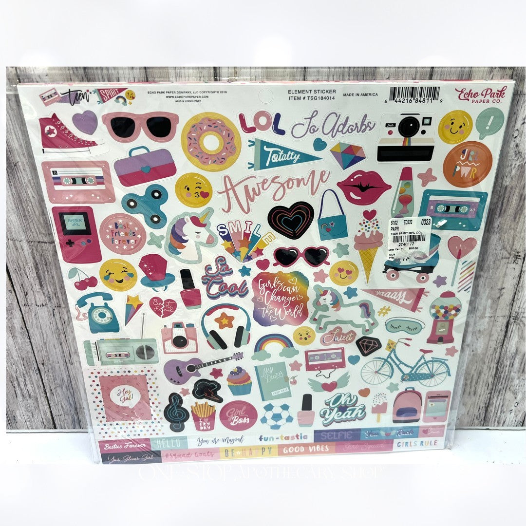 Echo Park TEEN SPIRIT Girl 12x12 Scrapbook Paper Cardstock Ephemera Kits