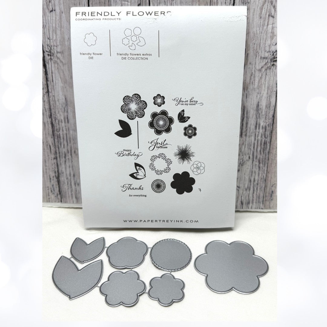 Papertrey Ink FRIENDLY FLOWERS Floral Rubber Stamps Dies
