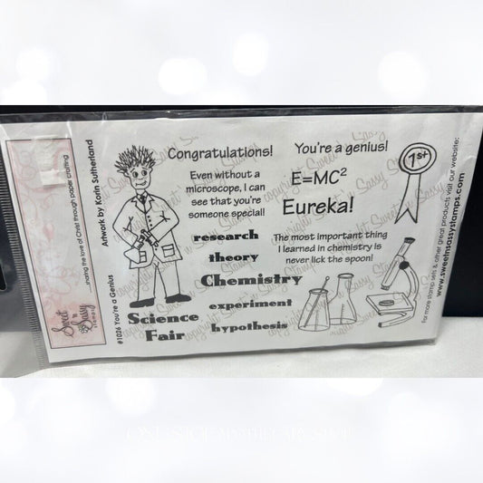 Sweet & Sassy YOU'RE A GENIUS Scientist Chemistry Rubber Stamps