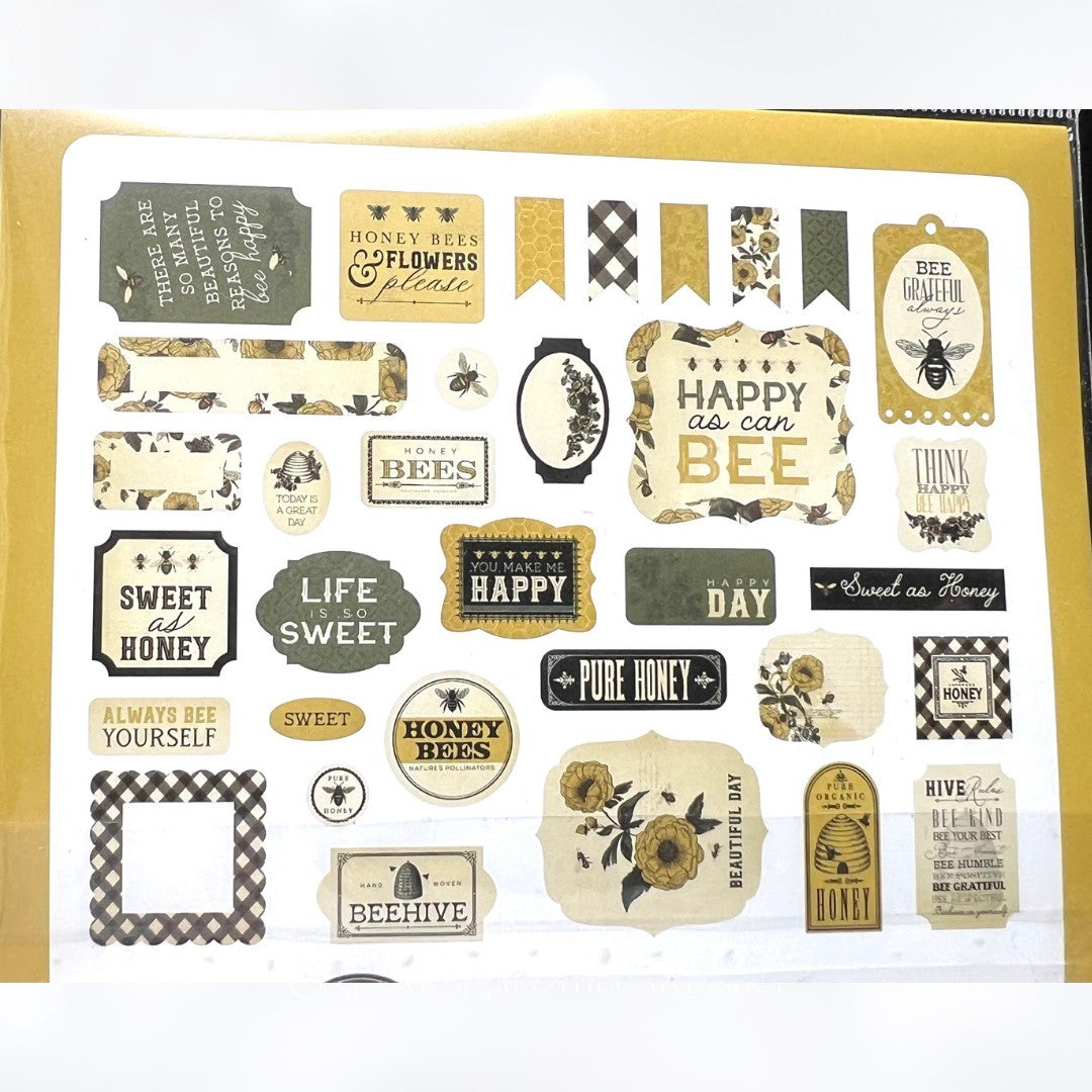 Carta Bella HONEYBEE Bee 12x12 Paper Kit Brads Ephemera Collection