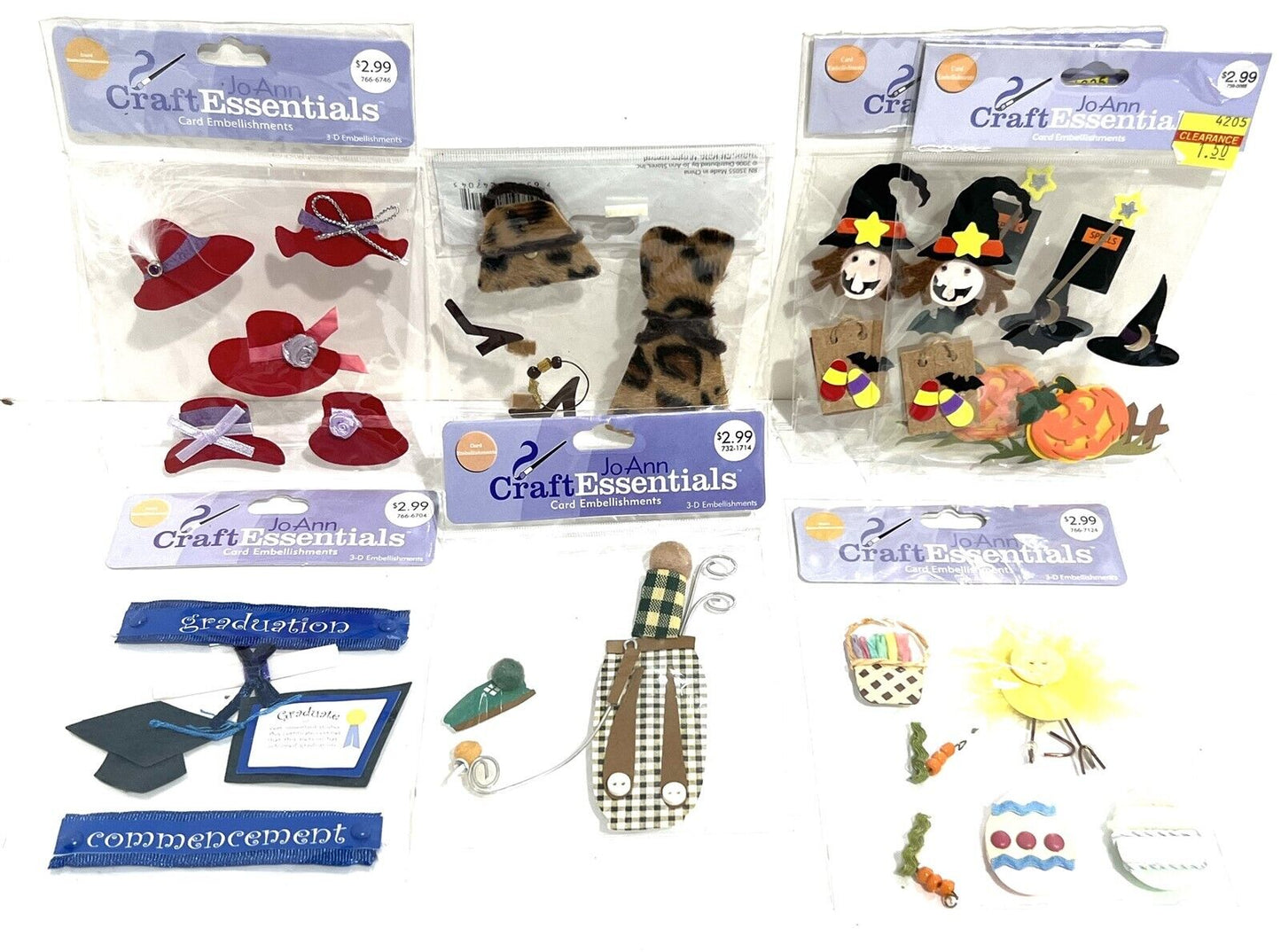 Jo-Ann Craft Essentials Holidays Flip Flops Halloween Christmas 3D Stickers Lot