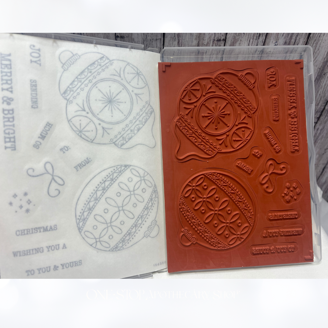 Stampin Up BRIGHT BAUBLES Christmas Ornaments Rubber Stamps Dies