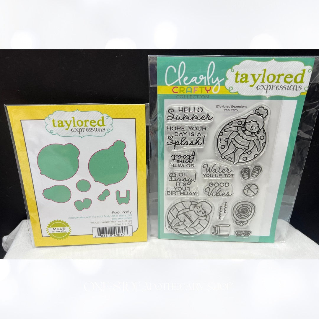 Taylored Expressions POOL PARTY Swimming Summer Rubber Stamps Dies