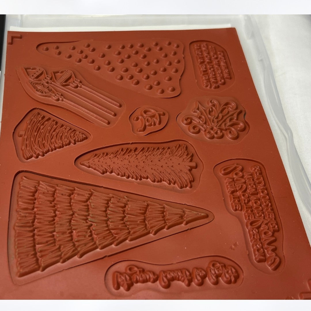 Stampin Up WHIMSICAL TREES Christmas Holiday Rubber Stamps Dies