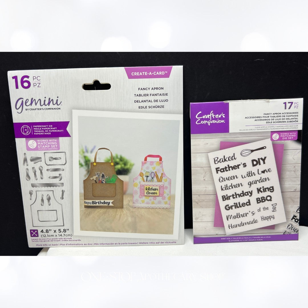 Gemini FANCY APRON Baking Mothers Day Fathers Day Rubber Stamps Dies