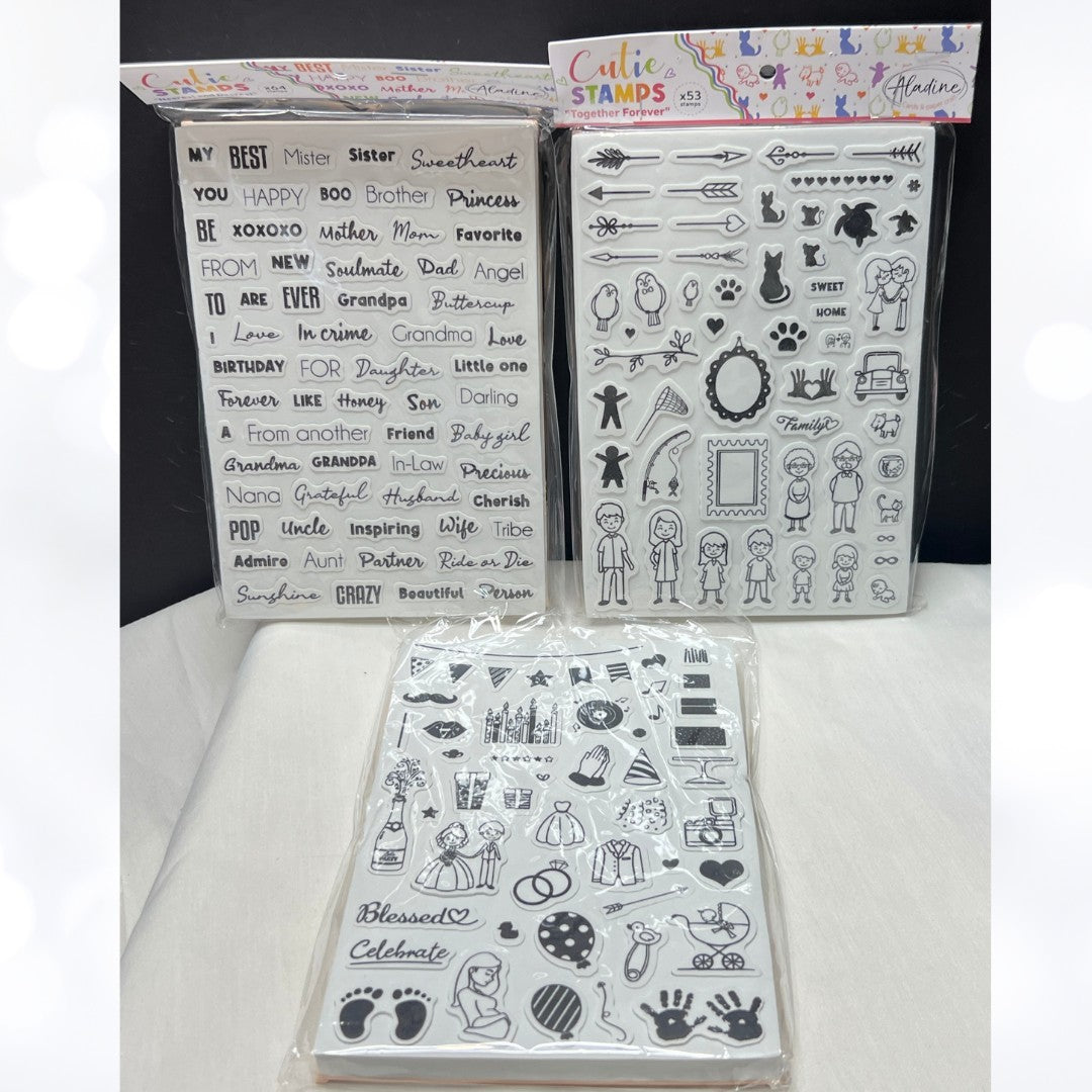 Aladine FAMILY WEDDING Foam Rubber Stamps Lot of 3