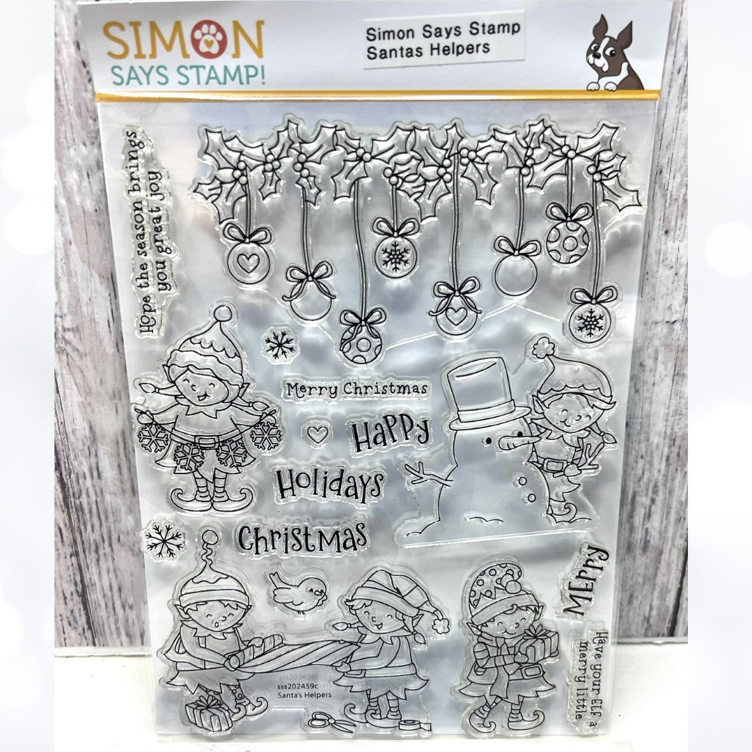 Simon Says Stamp SANTA'S HELPERS Christmas Elf Elves 6x8 Rubber Stamps Dies