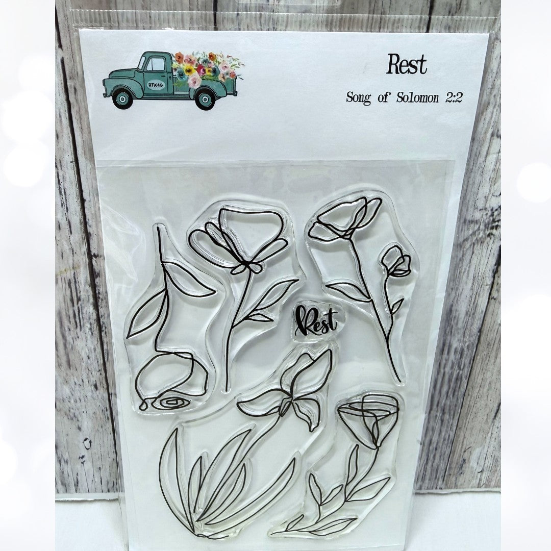 By the Well 4 God REST Wildflowers Flowers Bible Journaling Rubber Stamps