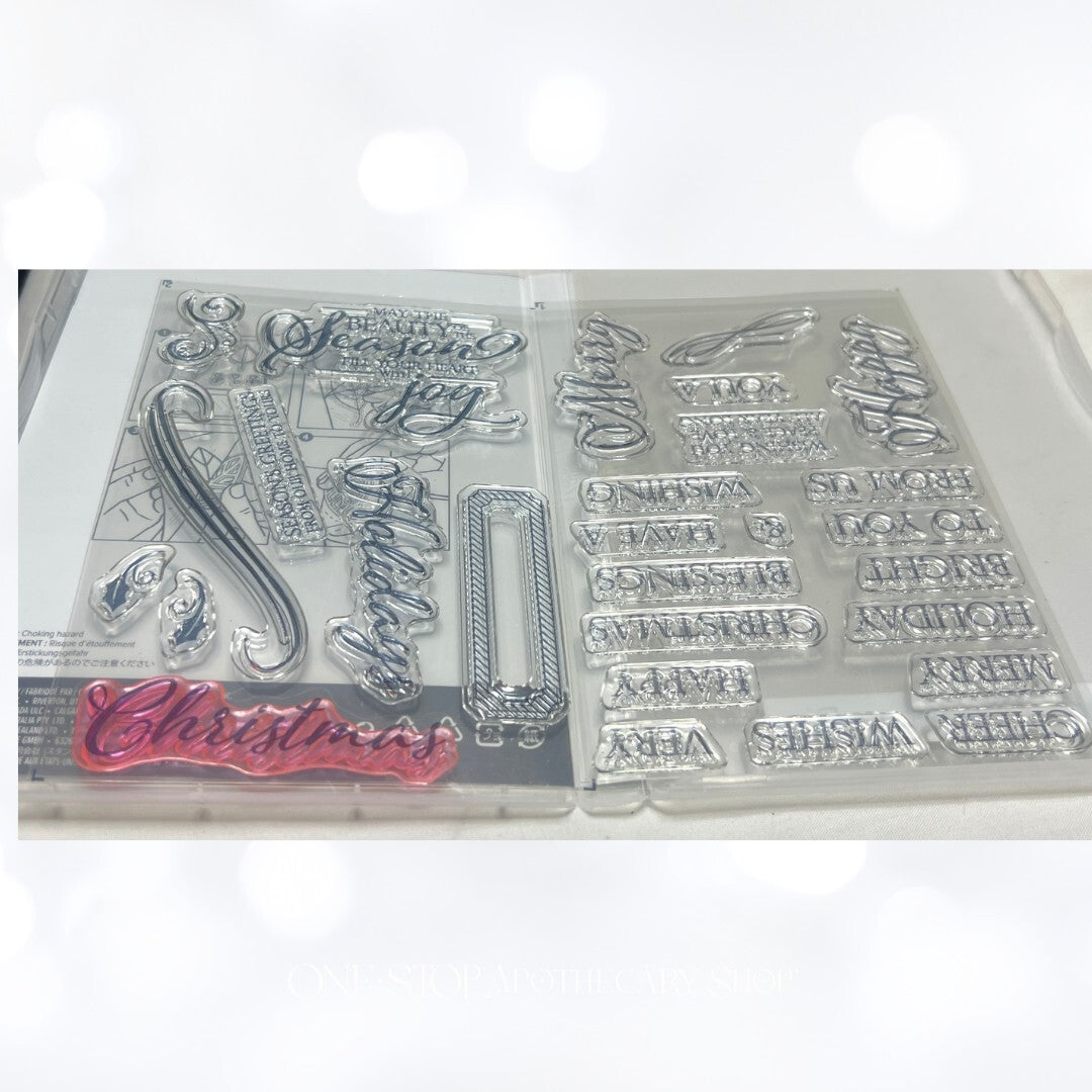 Stampin Up MERRY CHRISTMAS TO ALL Greetings Rubber Stamps Thinlits Dies