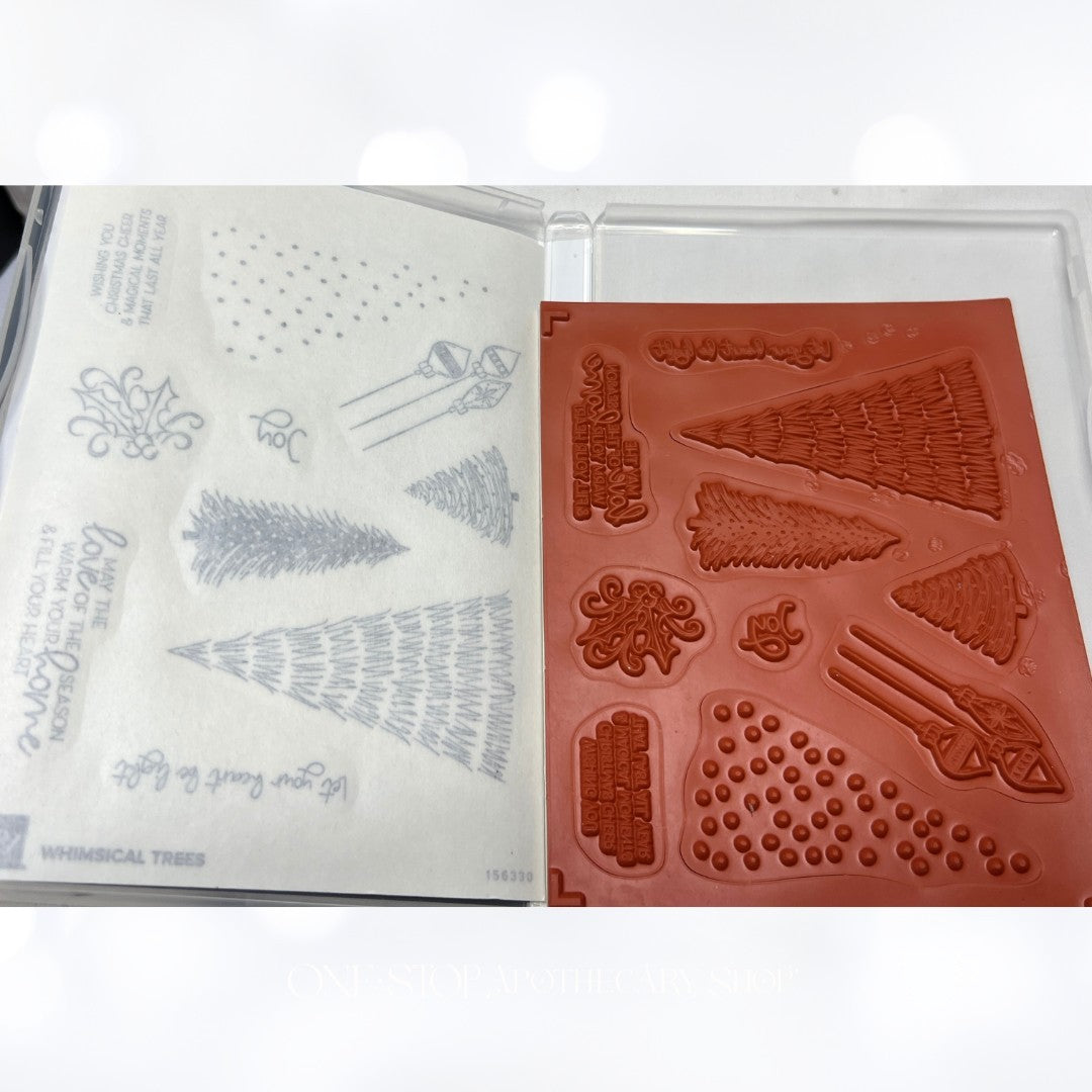 Stampin Up WHIMSICAL TREES Christmas Rubber Stamps