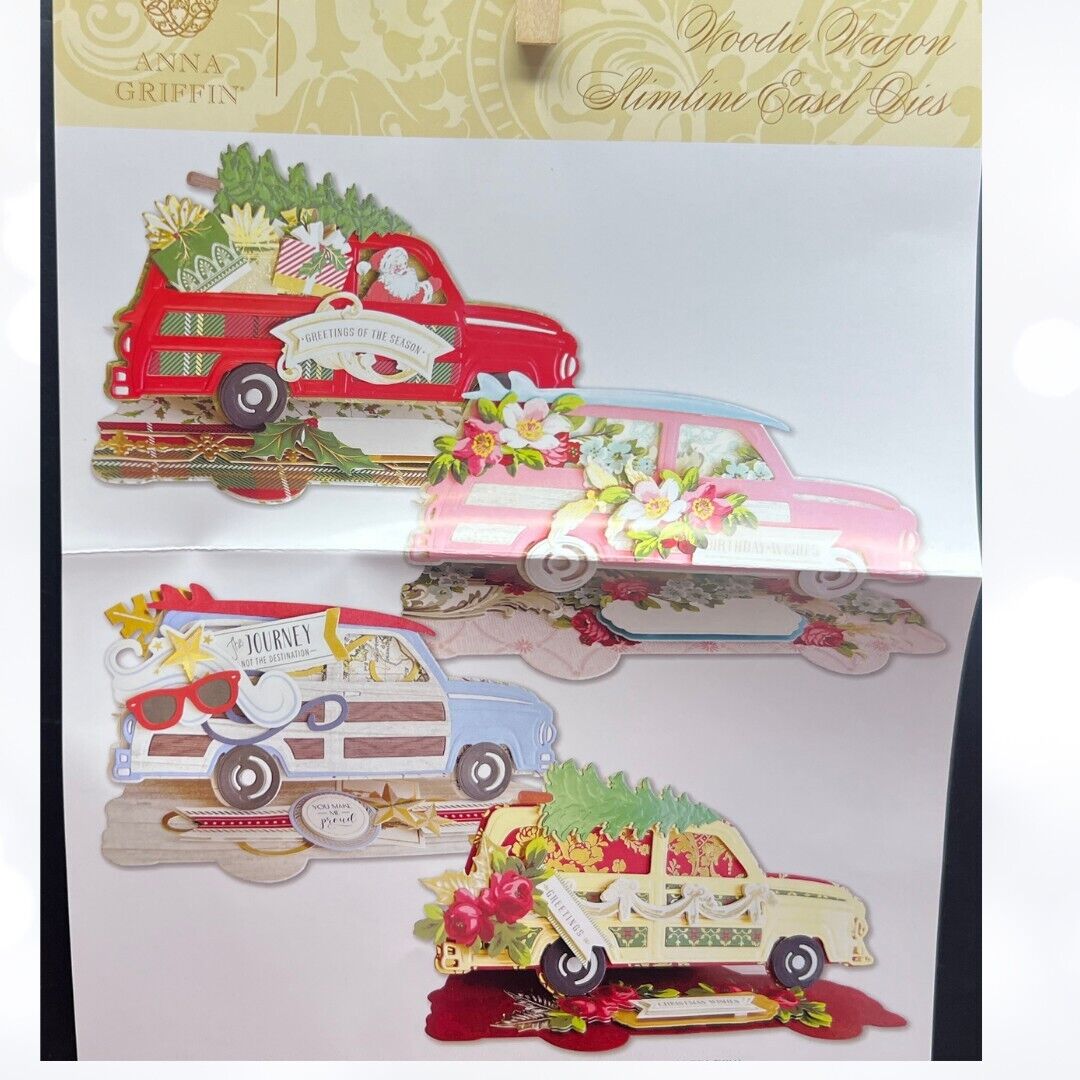 Anna Griffin WOODIE WAGON Christmas Slimline Easel Car Dies Rare