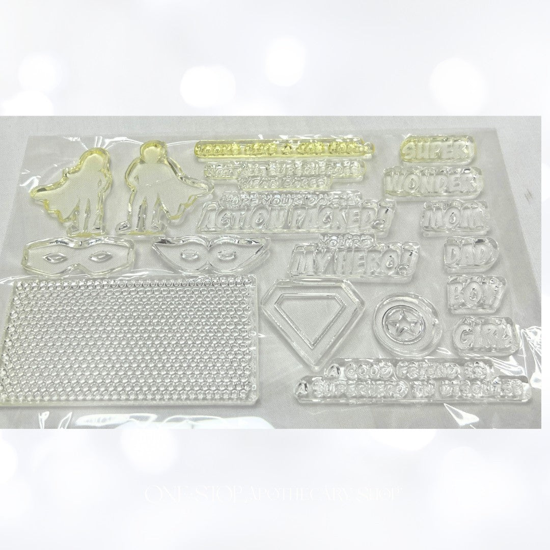 Papertrey Ink SUPERHERO Mom Dad Mothers Fathers Day Rubber Stamps Dies