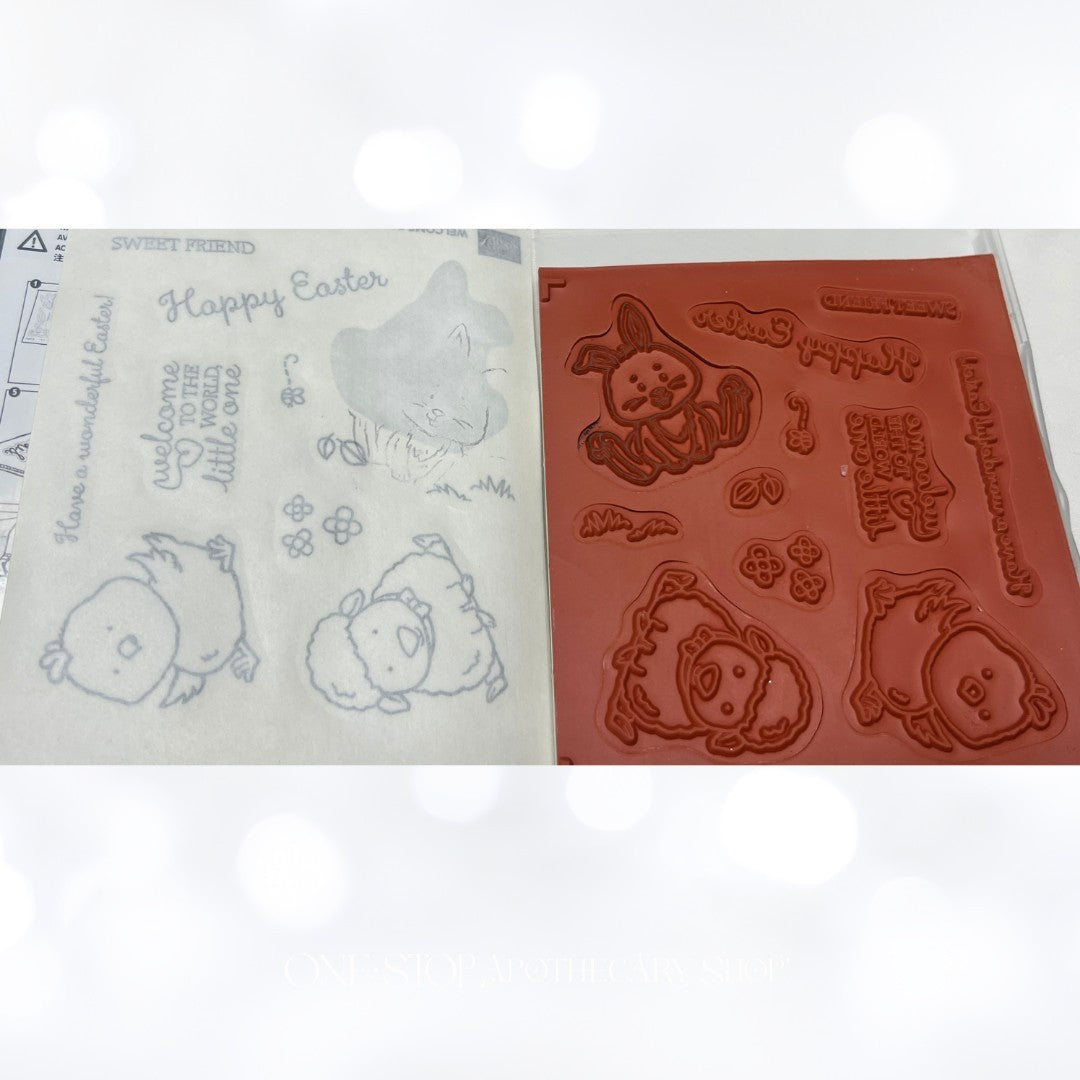 Stampin Up WELCOME EASTER Chick Sheep Bunny Rubber Stamps