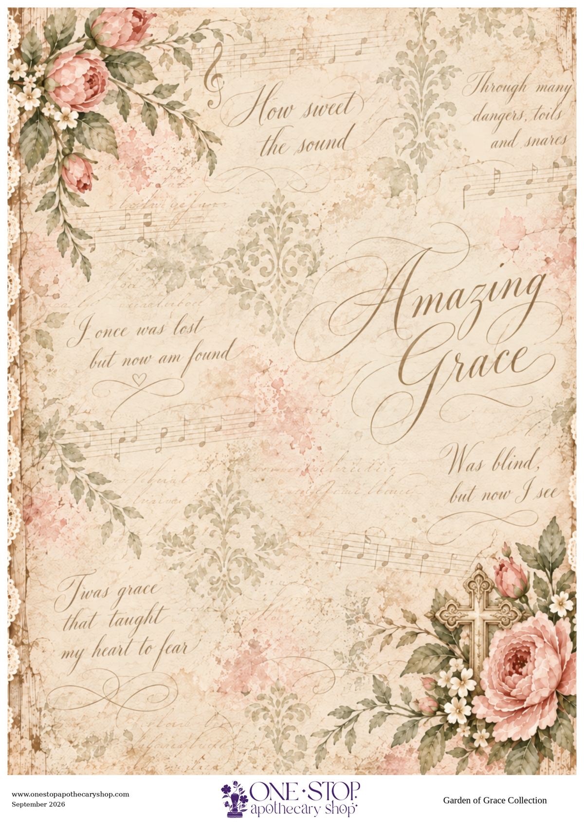Garden of Grace AMAZING GRACE HYMNAL Rice Paper