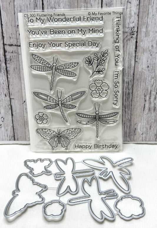 My Favorite Things FLUTTERING FRIENDS Rubber Stamps & Dies