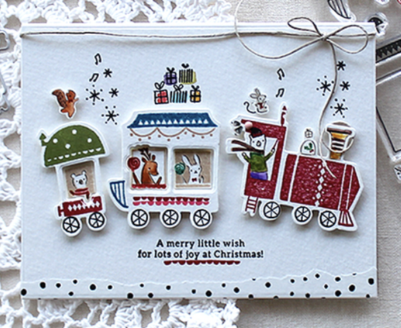 Pinkfresh Studio TRAIN RIDE Christmas Rubber Stamps & Dies