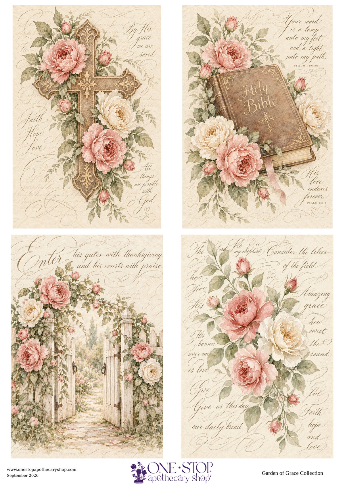 Garden of Grace WORD AMONG THE ROSES Rice Paper