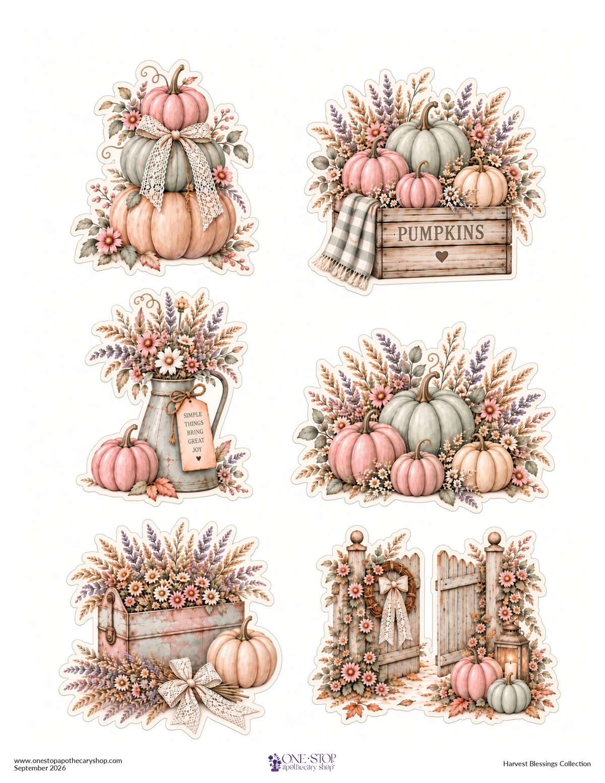 Harvest Blessings PUMPKIN PATCH Ephemera Rice Paper