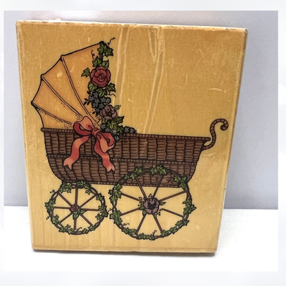 Uptown VICTORIAN FLOWER CARRIAGE Baby Rubber Stamp