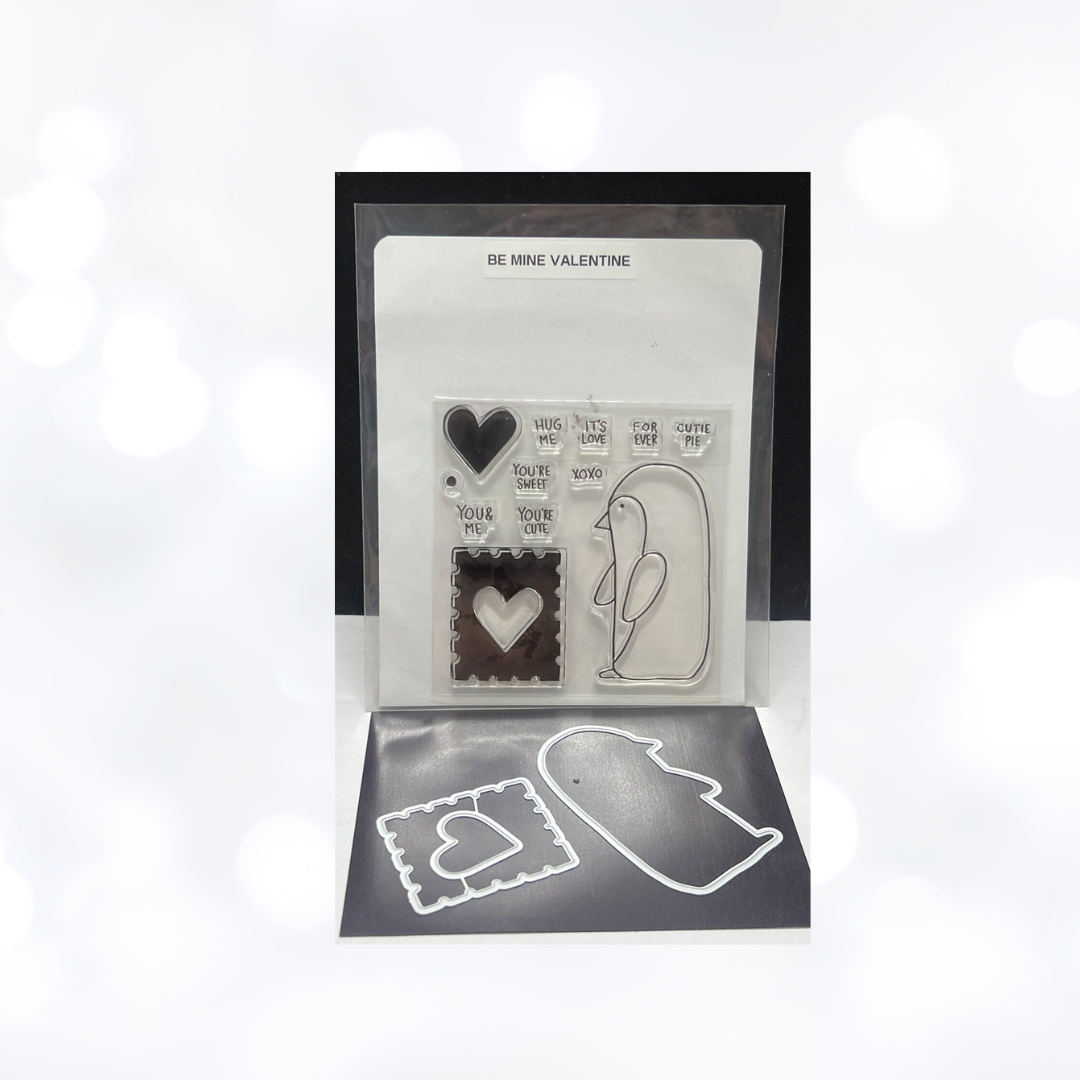 The Stamp Market BE MINE VALENTINE Penguin Rubber Stamps & Dies