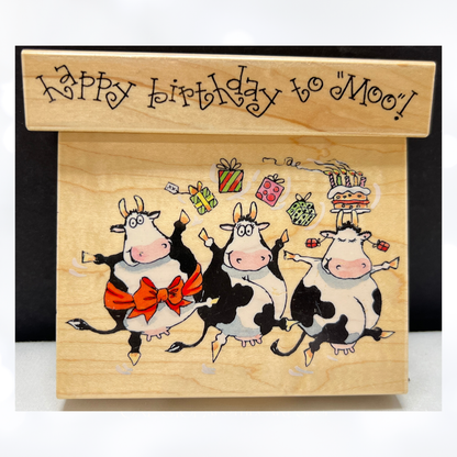 Penny Black MOO BIRTHDAY Cows Wood Rubber Stamps