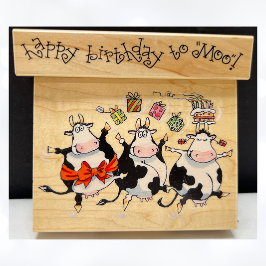 Penny Black MOO BIRTHDAY Cows Wood Rubber Stamps