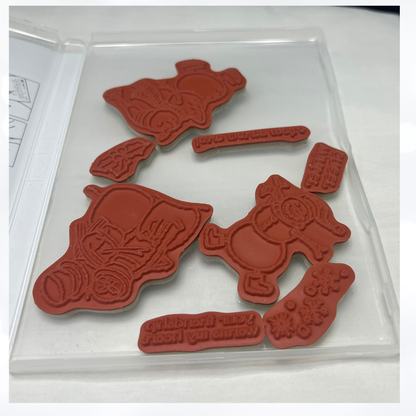 Stampin Up SPIRITED SNOWMEN Christmas Rubber Stamps