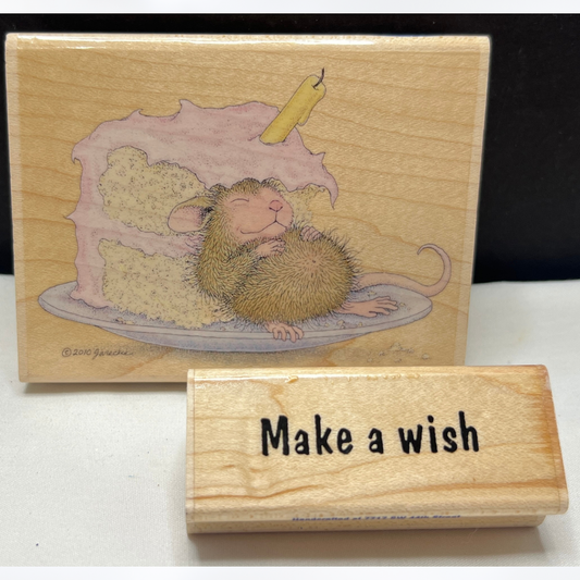 House Mouse EAT YOUR CAKE Birthday Rubber Stamps